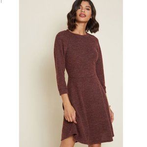 Modcloth Whirls Away Burgundy Knit Dress Medium